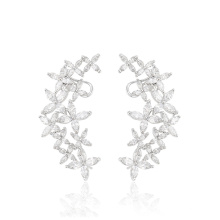 28605 Xuping mode fleur multi pierre bijoux en argent femmes boho boucle d&#39;oreille clip boucles d&#39;oreilles